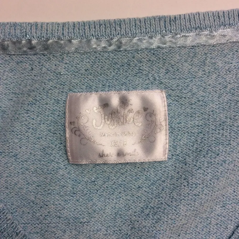 JUSTICE | Girls Crop Sweater Aqua Blue XS 8